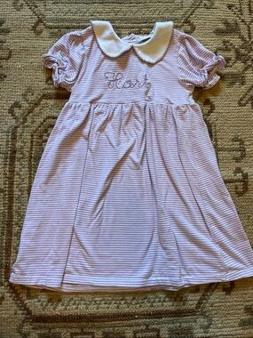 Bayou Blanks Lavender and White Striped Dress with Peter Pan Collar “Hart”